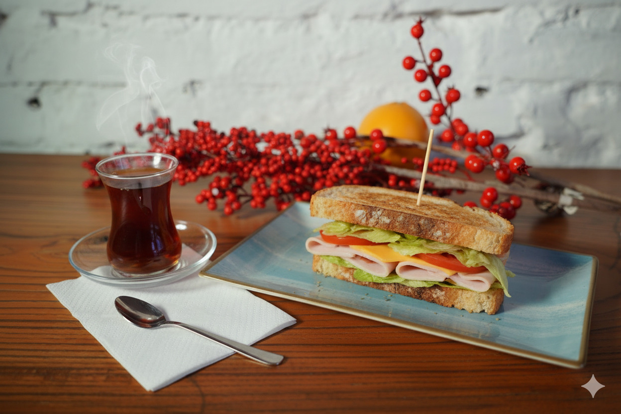 Türk çayı + sandviç